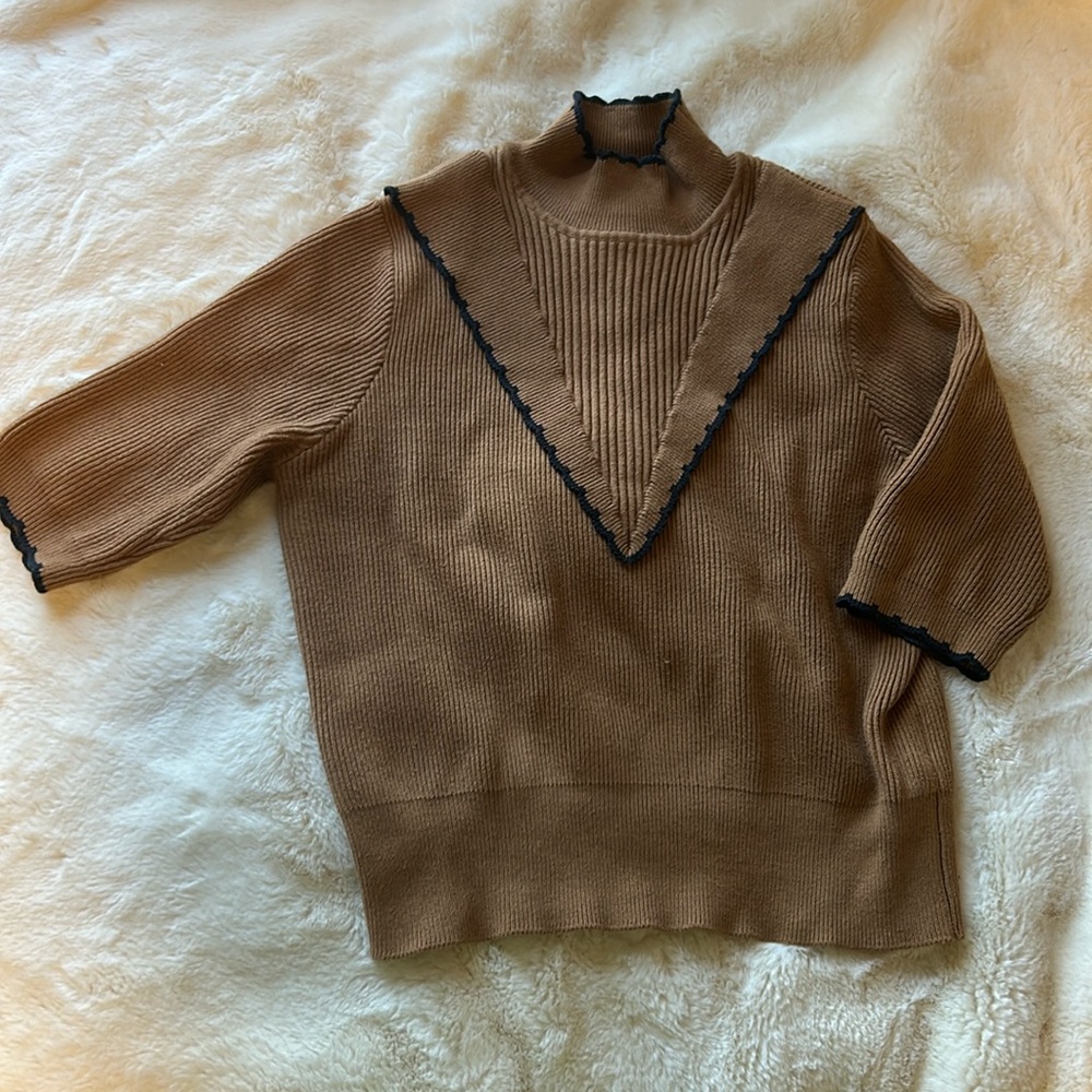 Ganni Brown Short Sleeve Sweater